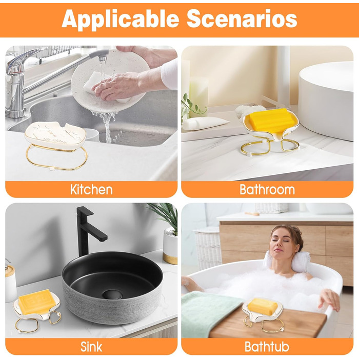 Керамічна мильниця CAUTIOUS з піддоном, біла, вінтажний дизайн