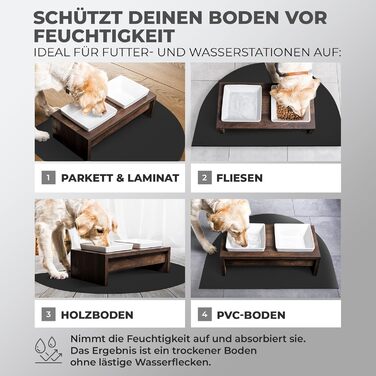 Підкладка під миску для котів та собак Miggo® Premium, чорна, 40x50 см, з екошкіри, неслизька