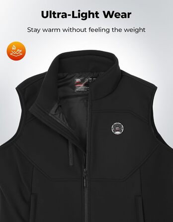 Обогреваемая жилетка KEMIMOTO для мужчин и женщин с 5 зонами обогрева, USB-аккумулятор 10000mAh, для катания на лыжах, рыбалки, мотоцикла, активного отдыха (M, Черный)