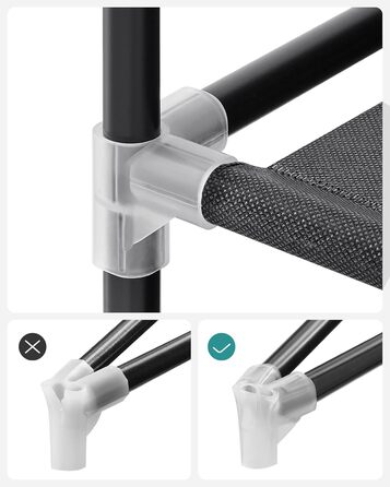 SONGMICS Wardrobe, Clothes Closet, 45 x 170 x 167 cm, 4 Hanging Shelves, with Shelves, 4 Side Pockets, Lots of Space, for Bedroom, Living Room, Black RYG094B02