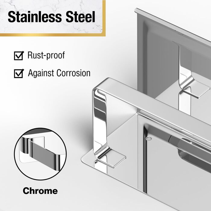 Тримач туалетного паперу HITSLAM без свердління, нержавіюча сталь з полицею, самоклеючий, для ванної кімнати