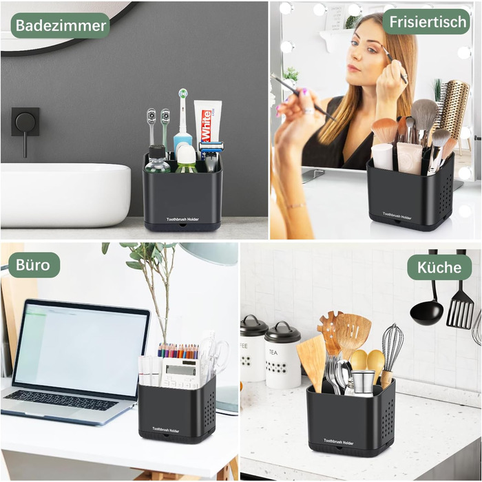 Тримач для зубних щіток електричних, органайзер для ванної кімнати, великий, чорний