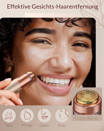 Електричний жіночий епілятор для обличчя: безболісний жіночий тример для швидкої та ніжної скоблення верхньої губи, підборіддя та щік (Золотий)
