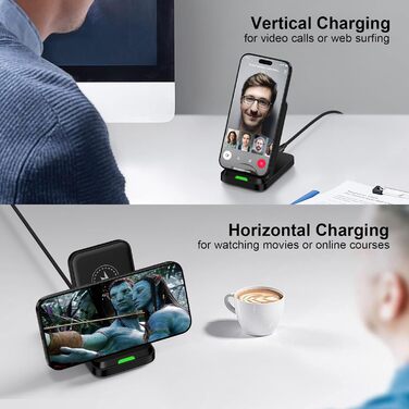 Бездротовий зарядний пристрій 15W: сумісний з Google Pixel, Samsung Galaxy, iPhone. Підставка для швидкої зарядки (V027)