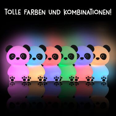 MegaLight LED Night Light for Kids RGB Color Changing | Night Light Baby without Swallowing Hazards | Dimming Nursing Light with Timer | Touch USB Night Lamp for Children's Room | Paddy Panda