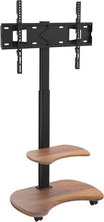 Підставка для телевізора Stellar на колесах з полицею, біла (волоський горіх), для телевізорів 32-70 дюймів, до 45 кг, VESA 600x400