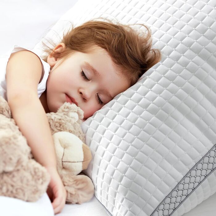BedStory Pillows 40x40 with Removable Cover, Adjustable Fiber Filling Pillows with Zipper, Hotel Pillows 2-Pack of 400g x 2 Microfiber, Washable Neck Pillow for Allergy Sufferers