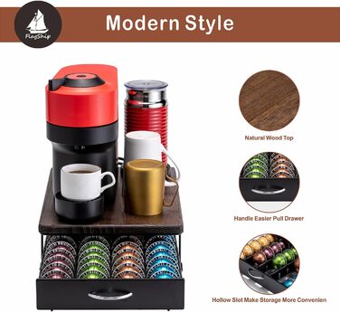 Підставка для капсул Nespresso Vertuo (дерев'яний верх, 40 капсул) - Органайзер для кавових капсул
