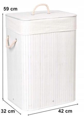 Кошик для білизни та одягу з кришкою, 80 л, 1 секція, білий