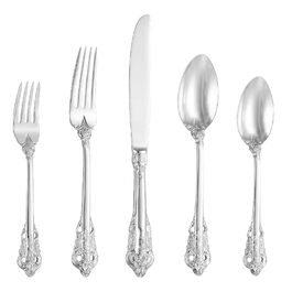 Посуд столовий срібний Barock 18/10 з нержавіючої сталі, набір 20 предметів (виделки, ложки, ножі) в подарунковій коробці