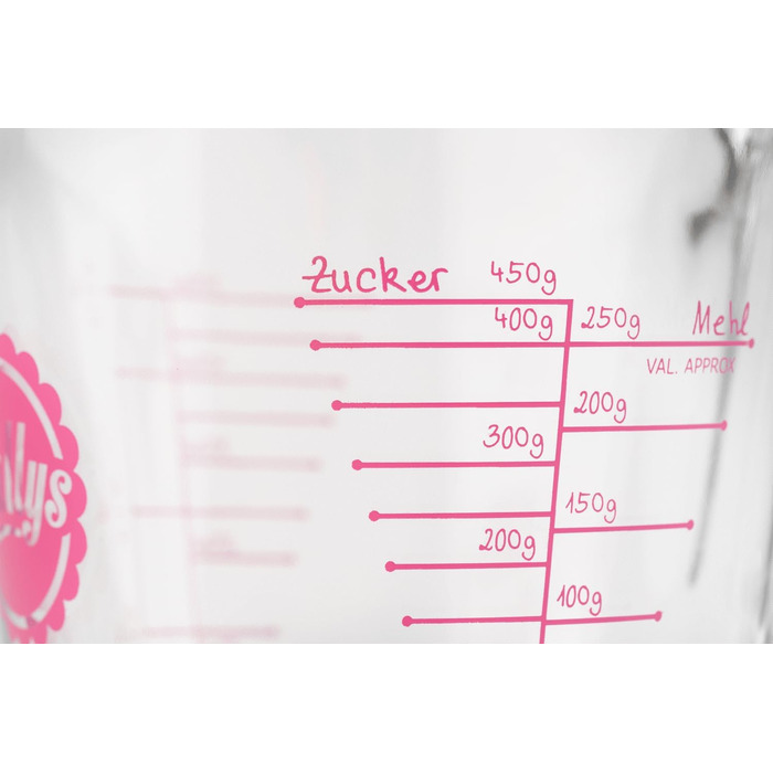 Measuring cup made of borosilicate glass in milliliters and grams, cold and heat resistant (microwave safe), with a non-slip and ergonomic handle (500 ml) Transparent