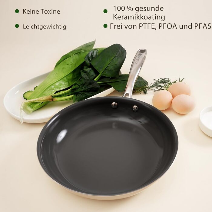 Сковорода Cookersway з керамічним покриттям, 28 см, антипригарна, для кухні, без PFOA, PTFE, PFA, темно-сіра