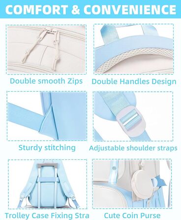 Шкільний рюкзак Aryan для жінок, 17 дюймів, легкий, з відділенням для ноутбука, сумка для жінок, підлітків, дівчаток та хлопців, для подорожей, коледжу та роботи (блакитний)