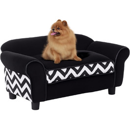 Pawhut Софа для домашніх тварин: зручне ліжко-софа для собак та котів з подушкою (чорний)