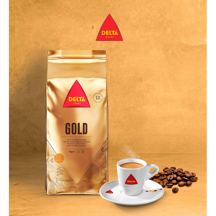 Кава в зернах Delta Cafés Gold Arabica, інтенсивність 12, аромат меду та стиглих фруктів, 1 кг (набір 2 упаковки)