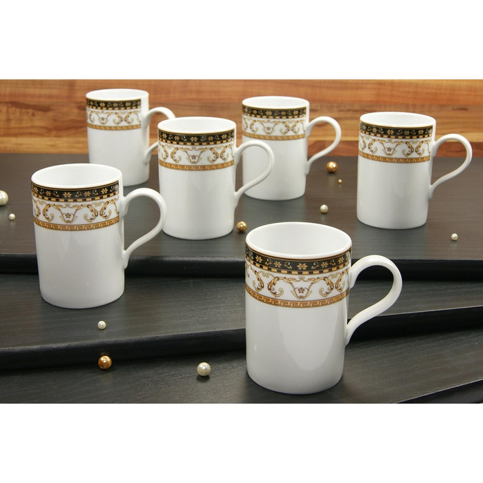 Creatable 15087, Majestic Series black, Coffee Cup Set 6-piece, Porcelain, Multicolor, 24x29x14 cm