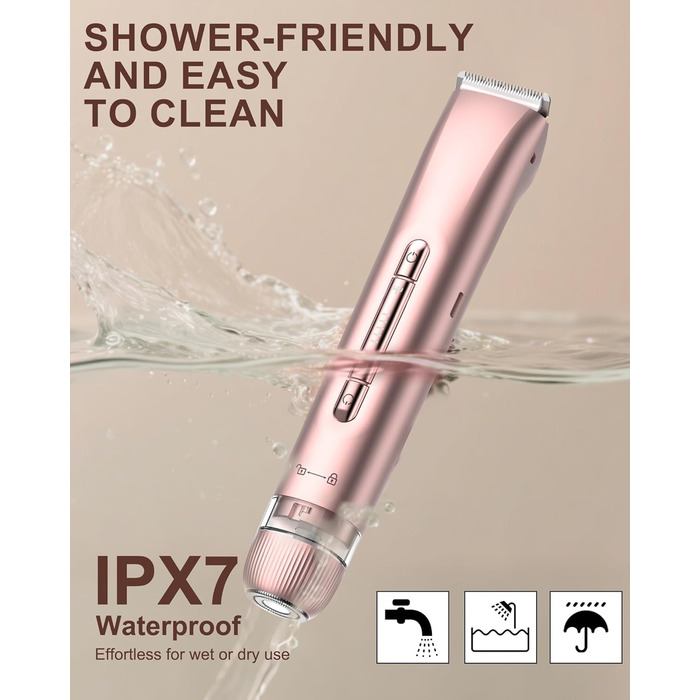 Електричний жіночий епілятор 2 в 1 з тримером, silky splash, Rose Gold, IPX7, з керамічними лезами