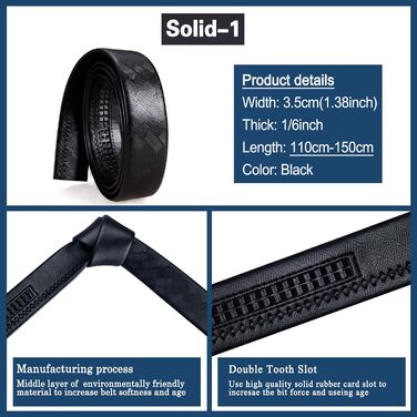 Чоловічий шкіряний ремінь Barry.Wang чорного кольору з 3 автоматичними пряжками, регульований бізнес-пояс (130 см), у подарунковій коробці