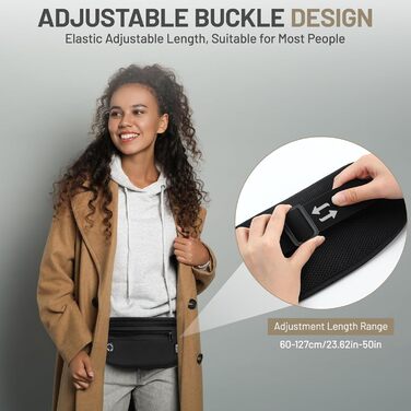 Водонепроникна поясна сумка з RFID захистом та антикрадійним замком для подорожей та спорту (Чорний)