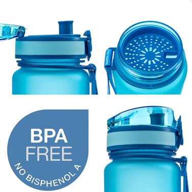 Embrava Best Sport Water Bottle - 1000ml - fast-flowing, flip-top leak-proof lid that opens with a click - non-toxic, BPA-free & eco-friendly Copolyester Tritan plastic (Pure Blue)