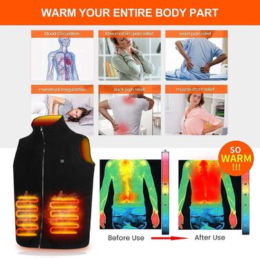 Обогревна жилетка TOUVE для чоловіків та жінок, електрожилетка з поларфлісу, 5 зон обігріву, 3 режими температури, чорний, 2025 (без Powerbank)