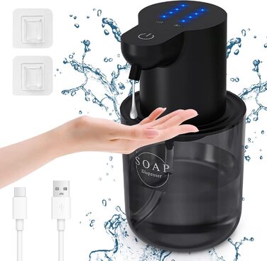 Автоматичний диспенсер для рідкого мила Cuteefun, 400 мл, сенсорний, індикатор заряду, 4 рівні дозування, для ванної/кухні, чорний