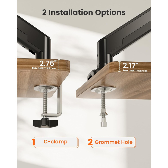 Кріплення для монітора ErGear 13-34 дюйми, до 10 кг, VESA 75/100, гнучка підставка для ігор