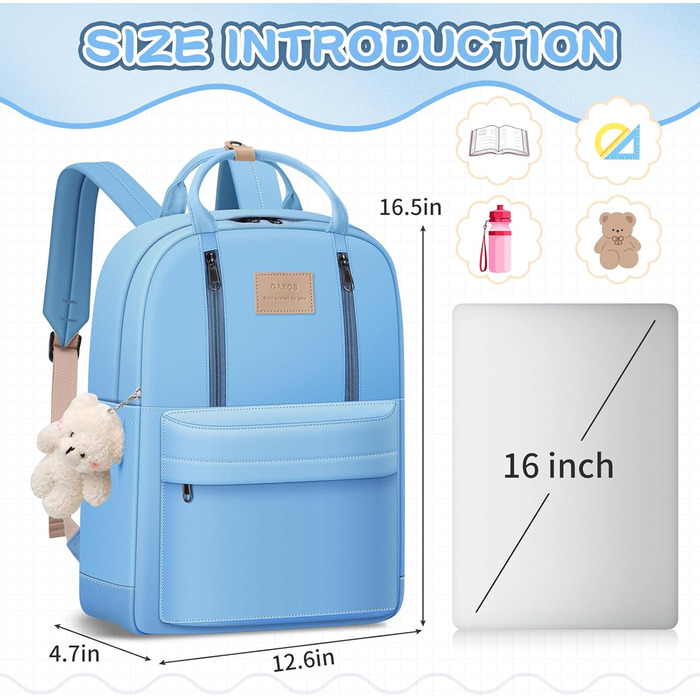 GAXOS Сумка-рюкзак для школи: стильний рюкзак для жінок та дівчат, білий, у корейському стилі