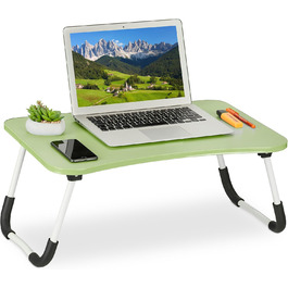 Столик для ноутбука Relaxdays на ліжко/диван, 26 x 63 x 40 см, розкладний, зелений, MDF, метал