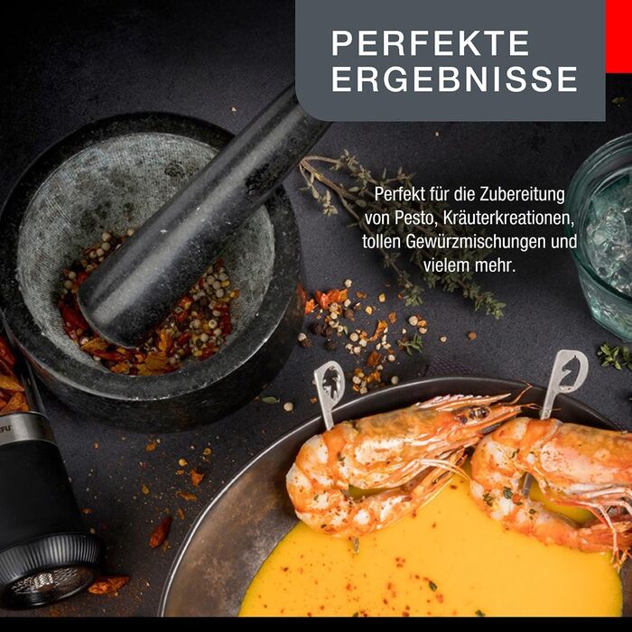 GEFU X-Plosion ступка та товкачок, чорний, Ø 14 см, H 8 см