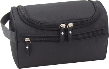 Чоловіча та жіноча косметичка для подорожей з петлею для підвішування. Чорна косметичка-органайзер для гігієнічних засобів.