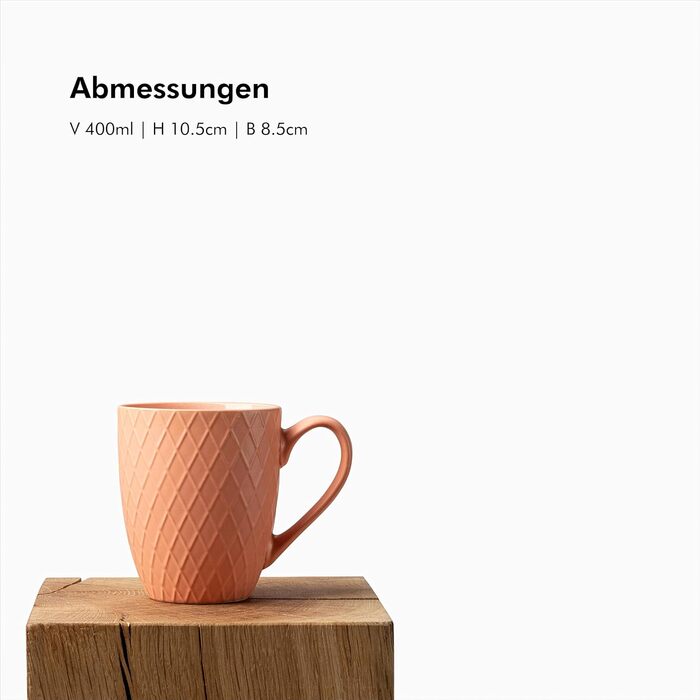 Набір кавових чашок KIVY 6 шт по 400 мл - великі чашки для кави та чаю, керамічні, сучасний дизайн, набір чашок