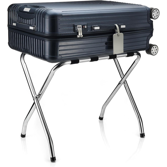 CARO-Furniture Suitcase Stand Luggage Rack Suitcase Stand, Chrome-plated Metal, Folding