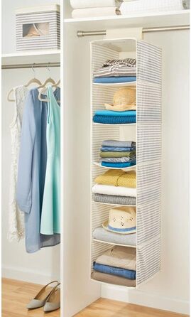 Тканинний підвісний шафа mDesign – 6 полиць – сірий та чорний колір, ідеально для одягу, ременів, клатчів