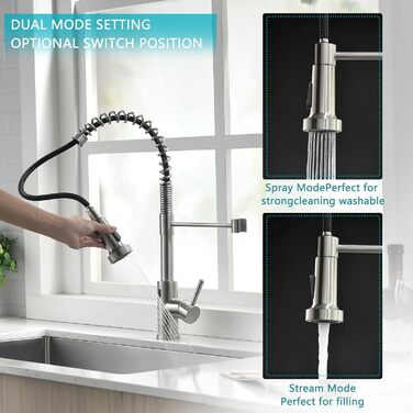 Інфрачервоний сенсорний змішувач для кухні з висувною лійкою, кухонна арматура 360° поворотна, одноручний змішувач з спіральною пружиною, для мийки, щіткове золото