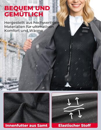 Обогревна жилетка KEMIMOTO для жінок, 6 нагрівальних зон, 3 рівні нагріву, USB, для мотоцикла, активного відпочинку, кемпінгу, катання на лижах, піших прогулянок (без акумулятора, XL)