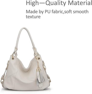 Сумка жіноча NICOLE & DORIS бежевого кольору, шкіряна сумка-шопер великої місткості з китицею