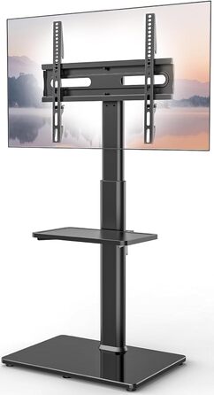 Adjustable Swivel TV Floor Stand for 27-65 inch Flat & Curved TVs - Universal White TV Stand (Supports up to 35kg)