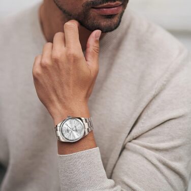 Годинник чоловічий BUREI срібний аналоговий кварцовий годинник на зап'ясті з нержавіючої сталі для чоловіків. Елегантний, класичний дизайн, білий та срібний колір.