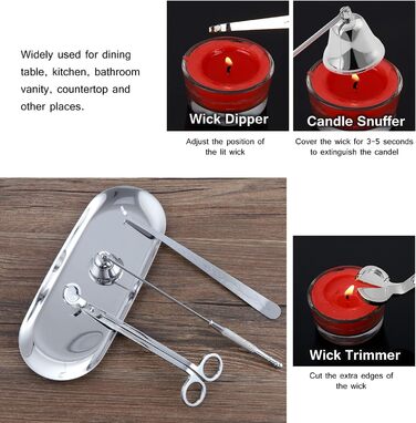 Kinsinder 4-Piece Candle Accessory Set, Candle Care Tools, Wick Trimmer, Candle Snuffer, and Wick Dipper, Tray, Gift Box for Candle Lovers