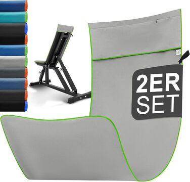 Набір спортивних рушників 2 шт. 120x50 см з кишенею на блискавці, мікрофібра, для фітнесу, тренувань, кемпінгу, подорожей (світло-сірий-зелений)