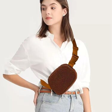 Жіноча/Чоловіча поясна сумка на стегно з овечої вовни (колір: коричневий) - для спорту, подорожей, активного відпочинку