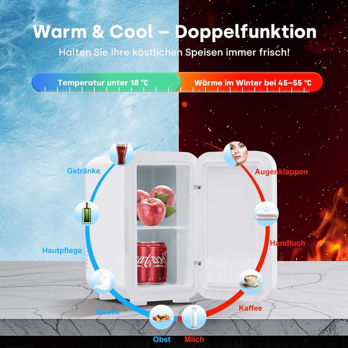 Mini холодильник Enventor 6L: портативний, для авто, кімнати, косметики, фруктів та напоїв (білий)