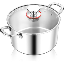 Каструля Joyfair Kochtöpfe з кришкою з термостійкого скла, 3.3L, преміум-якість, нержавіюча сталь, для всіх типів плит, індукція, 26 см