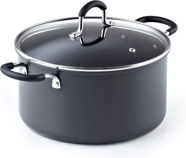Cook N Home 02597 Професійний набір посуду з алюмінію з анодованим покриттям, чорний (супові/каструлі)