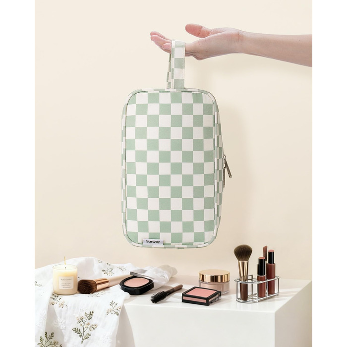 Чоловічий туалетний набір Narwey: водонепроникна косметичка для подорожей з багатьма відділеннями (чорний/рожевий у шаховому візерунку)