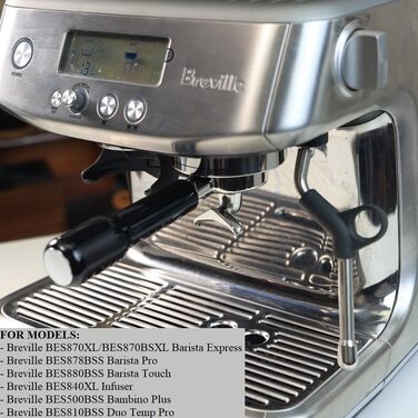 54mm Dual Outlet Portafilter for Sage/Breville Barista BES 870/878/880 Filter Basket with ABS Wood and Stainless Steel Portafilter Filter Holder Black