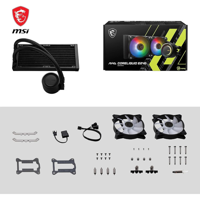 MSI MAG CoreLiquid E240 - Смарт-система водяного охолодження CPU, чорний, сумісна з AMD та Intel