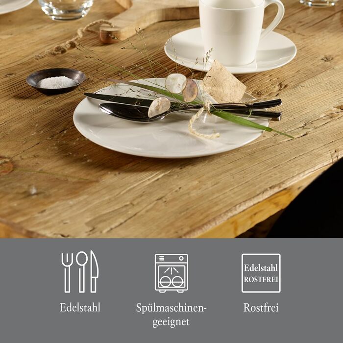 vivo by Villeroy & Boch Group - Voice Basic Cutlery Set, 30-piece, for up to 6 people, stainless steel, rust-proof, dishwasher-safe