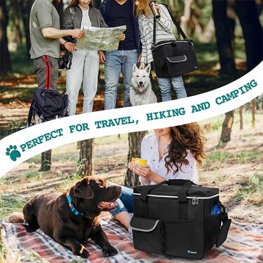 Сумка-органайзер для собак PetAmi: дорожня сумка для корму та аксесуарів, ідеальна для кемпінгу та подорожей. Чорна, середнього розміру (14.5 x 8 x 12 см).